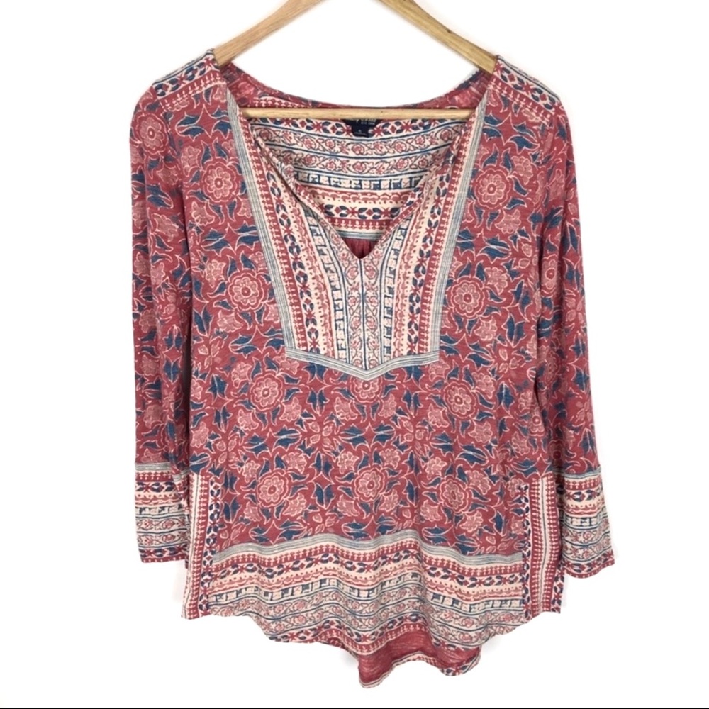 Lucky Brand Top Tee Blouse Boho Size S